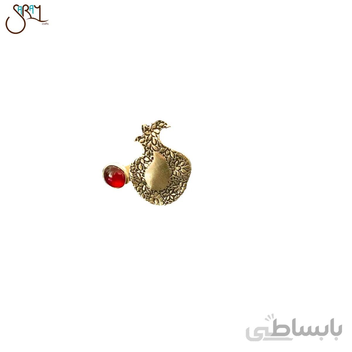 انگشتر برنجی دست ساز طرح انار مدل 27019