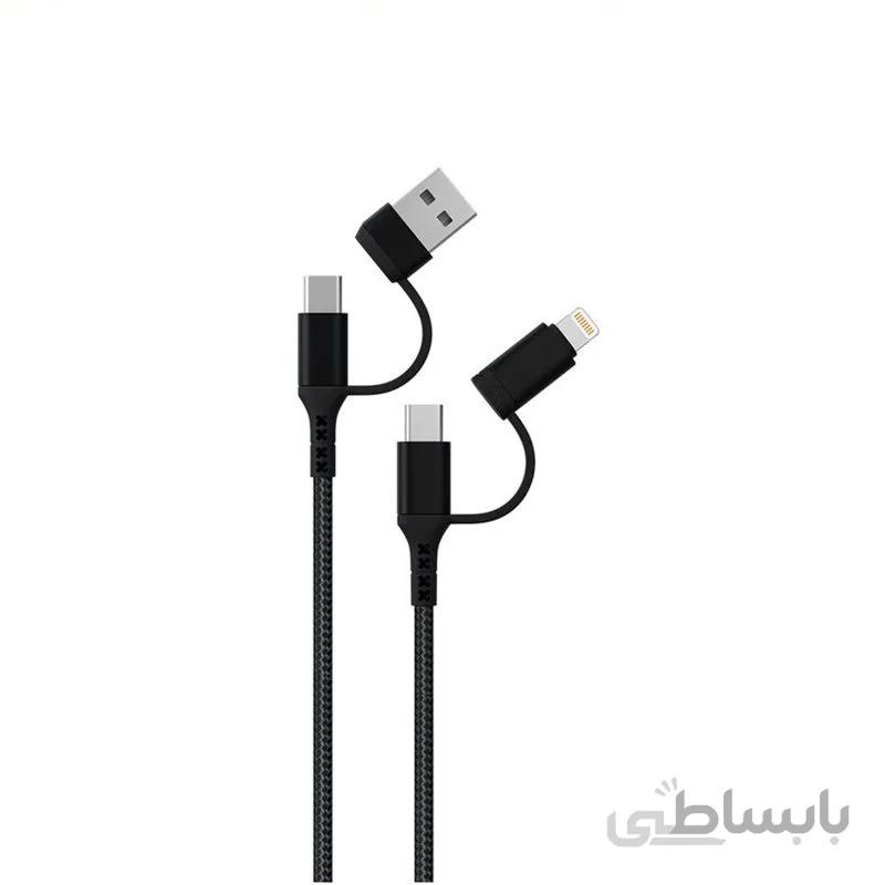 کابل شارژ سریع 2 در 2 لایتنینگ و TYPE C گرین