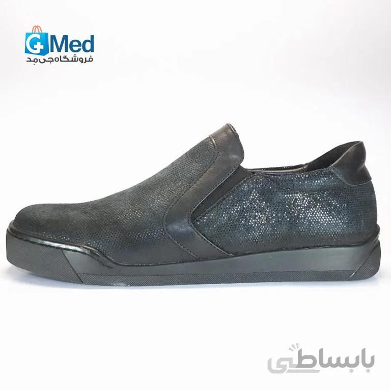 کفش چرم طبی زنانه پاتکان کد ۱۱۰۰- رنگ مشکی