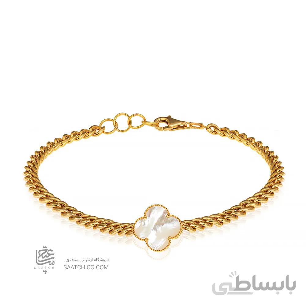 دستبند طلا زنانه طرح کارتیه با گل ونکلیف کد CB368