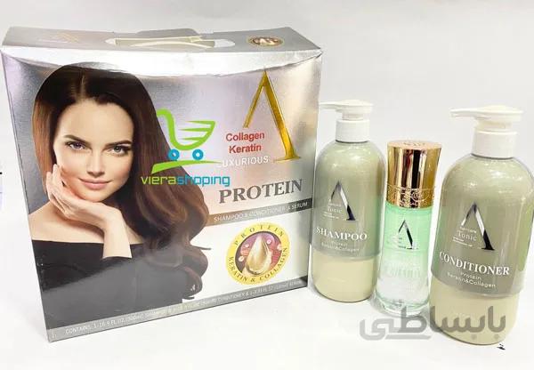 پک سه تیکه کلاژن کراتین،شامپو مرطوب کننده و سرم نرم کننده