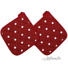 دستگیره آشپزخانه کتان رزین تاژ طرح خالدار قرمز