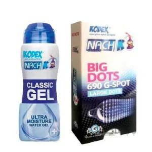 پک زناشویی هیجانی (کاندوم خاردار کاپوت + ژل روان کننده کلاسیک کدکس)