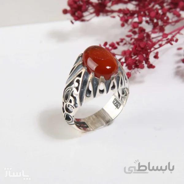 انگشتر نقره مردانه با سنگ عقیق اصل کد 4652 کد 520362