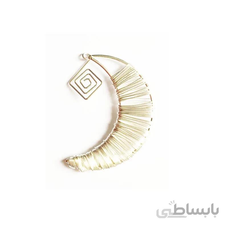 خرج کار نقره ای آویزی ماه 5cm