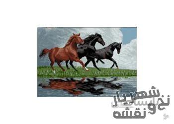 نخ و نقشه تابلو فرش آموزشی طرح اسب کد 99140