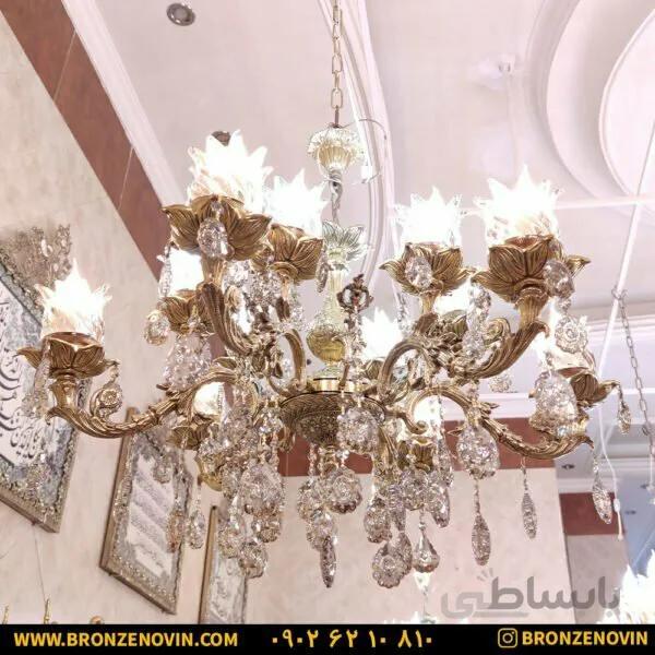 لوستر برنزی مرسانا ۶ شاخه ۱۲ شعله کد ۶۲۷
