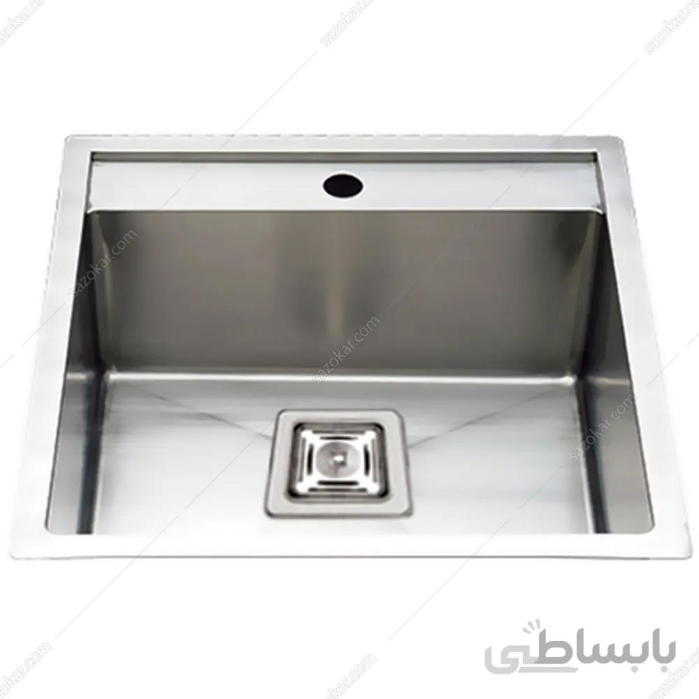 سینک تک لگن رو کار تمام استیل ابعاد L54 x W48 x H20 فانتونی مدل P022 ا Fantoni P022 Sink