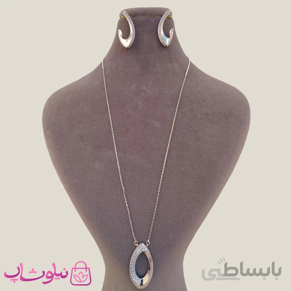 نیم ست زنانه ژوپینگ نقره ای نگین دار کد 4245