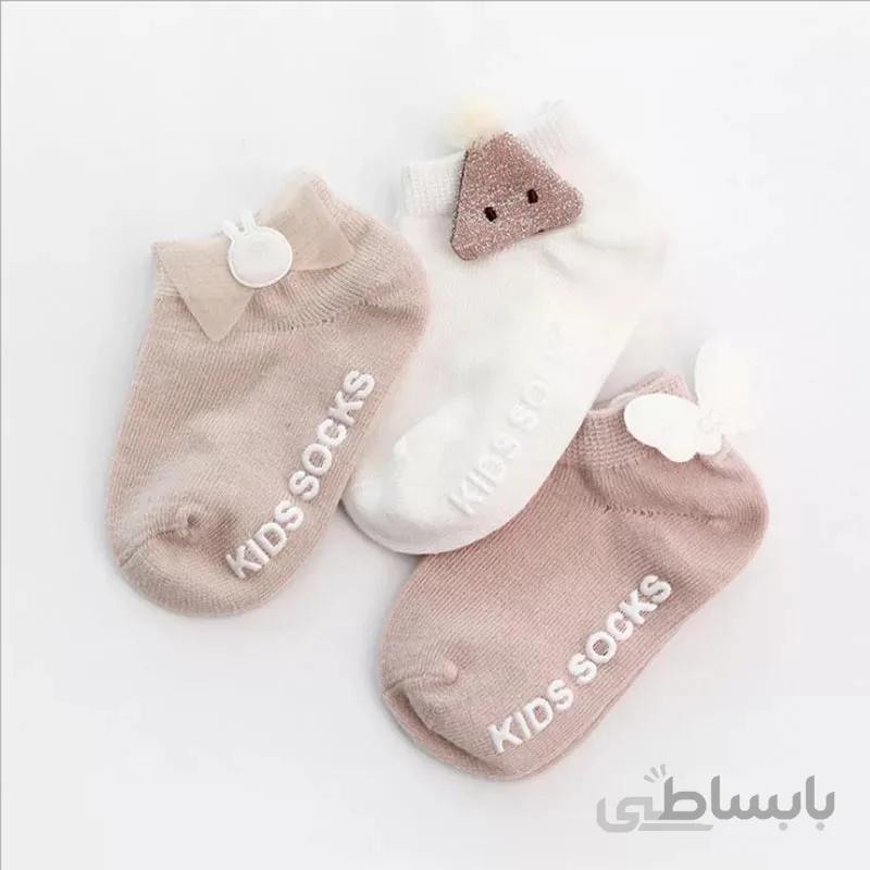 جوراب بچه گانه عروسکی پاپیون