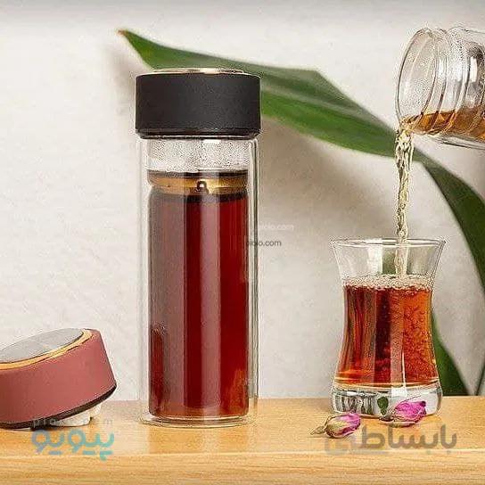 فلاسک دمنوش پیرکس دوجداره