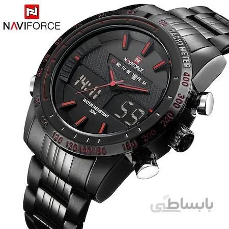 ساعت مچی مردانه فولادی مشکیNaviForce NF9024