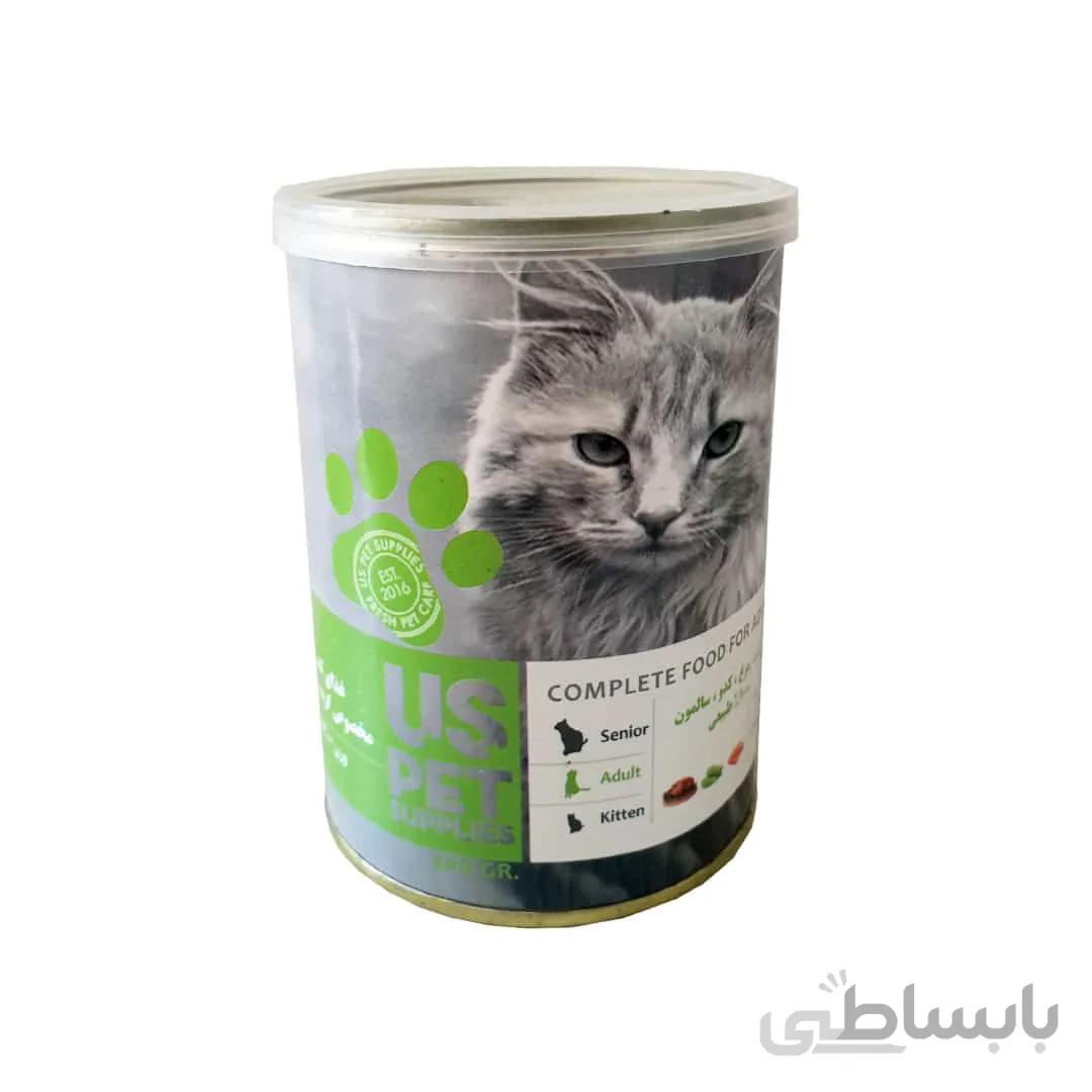 کنسرو مخصوص گربه، حاوی مرغ، کدو و سالمون، 400 گرمی، یو اس پت