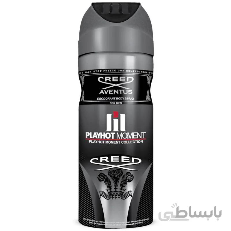 اسپری دئودورانت مردانه پلی هات مومنت مدل Creed Aventus حجم 200 میل ا Playhot Moment Creed Aventus Body Deo Spray 200 ml
