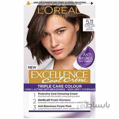 کیت رنگ مو اکسلانس لورآل شماره ۵٫۱۱ / Loreal Excellence Cream Hair Color