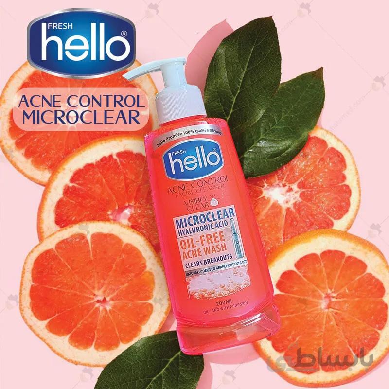 ژل شست و شوی صورت 200 میلی لیتری هلو مدل کنترل کننده آکنه Face Wash Hello Acne Control 200ml