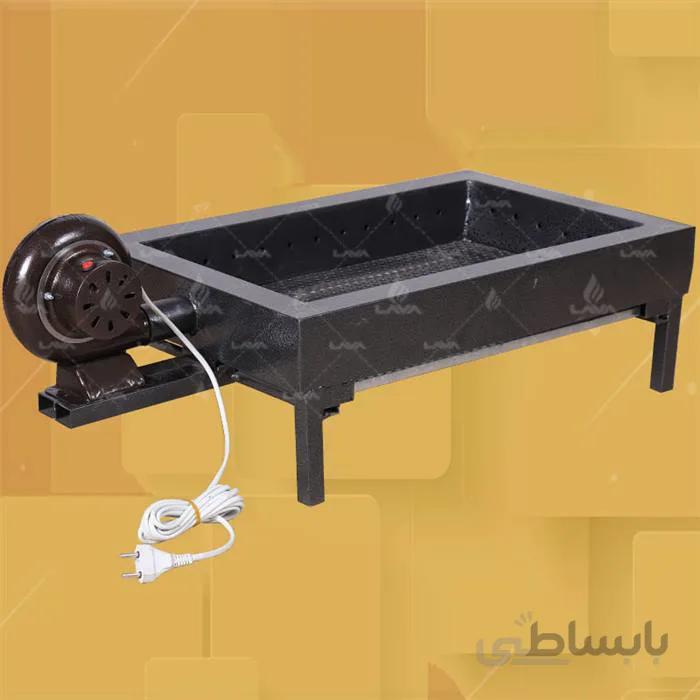 منقل ذغالی پروفیلی با فن برقی ا * دارای فن برقی * پخش یکسان هوا *دارای رنگ کوره ای نسوز * ساخته شده از قوطی پروفیلی مستحکم