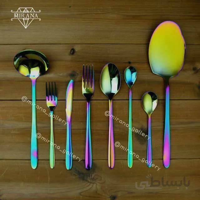 سرویس قاشق و چنگال ۶ نفره ۷ رنگ مدل دونا