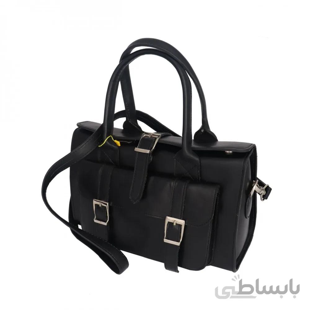 کیف زنانه دستی و دوشی صندوقی چرم طبیعی مشکی