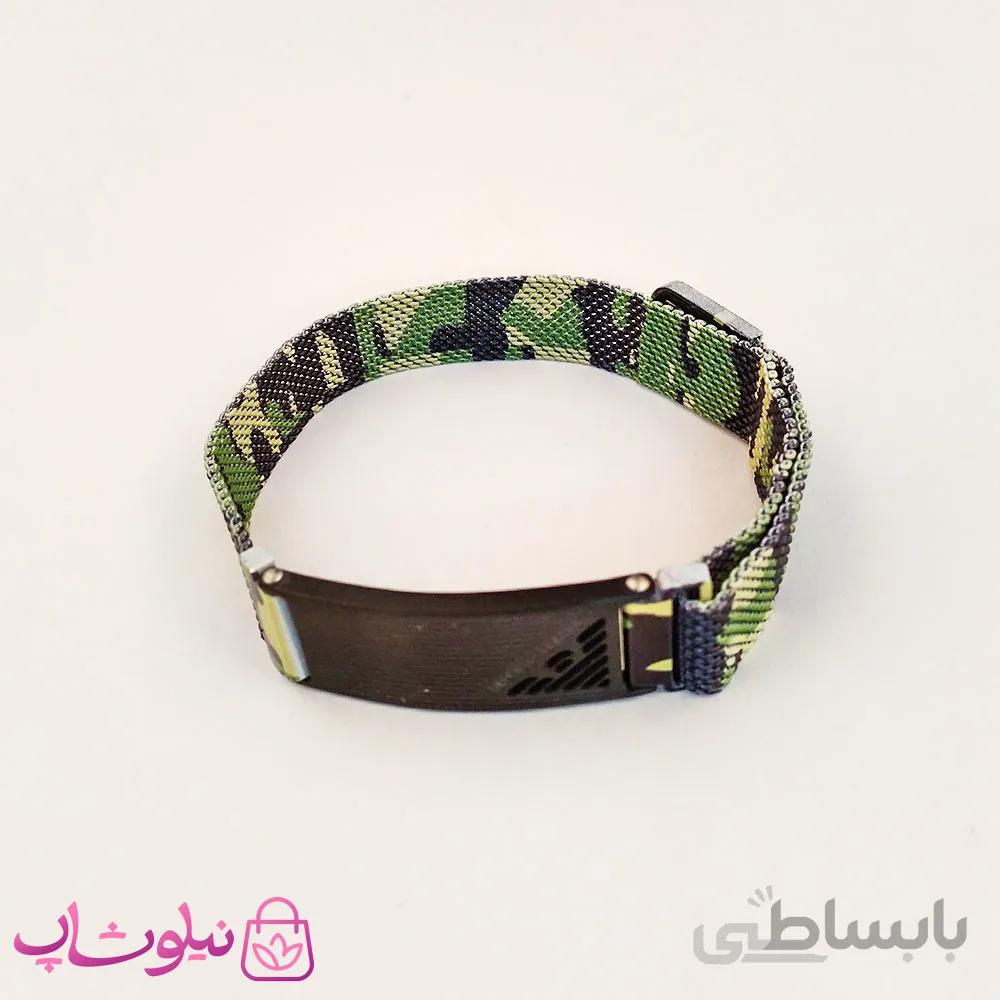 دستبند پسرانه امپریو آرمانی طرح چریکی سبز کد 2564-4