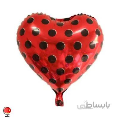بادکنک فویلی قلبی قرمز خالدار 18 اینچ