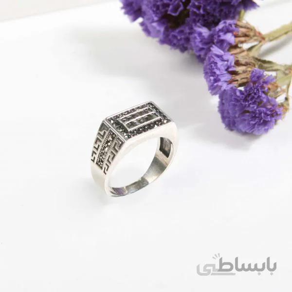 انگشتر نقره مردانه مدل خطی