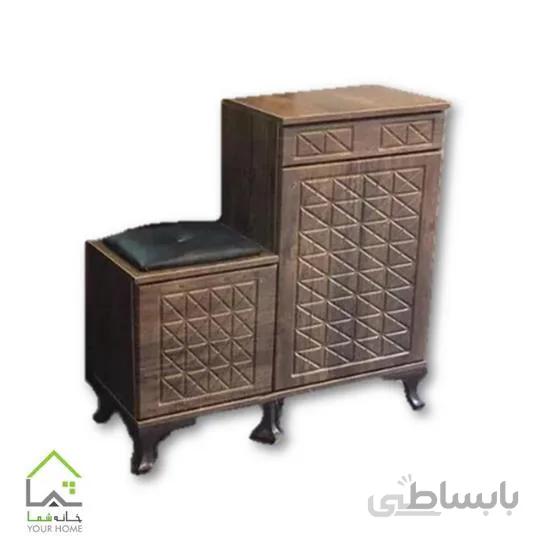 جاکفشی نیمکتی چوبی قهوه ای