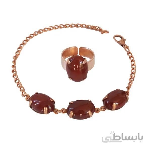 ست مسی سنگ قطاری عقیق کد JW229
