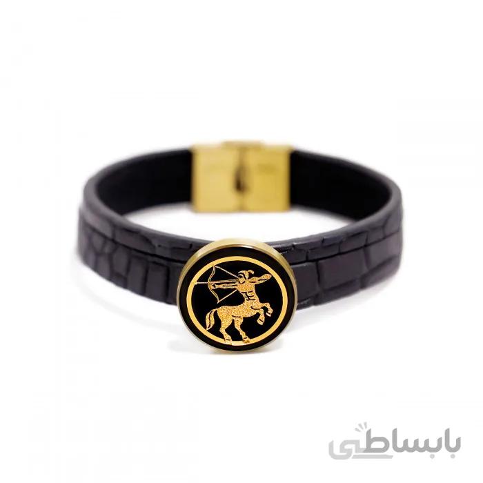 دستبند چرم روکش طلا سری ونوس ماه تولد آذر GLBM9