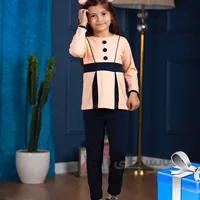 ست بلوز شلوار بچه گانه دخترانه پاییزه شیک مدل سه دکمه کد 3006