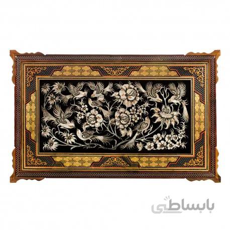 تابلوی دیواری قلمزنی با قاب خاتم ممتاز ابعاد 81×51 سانتیمتر