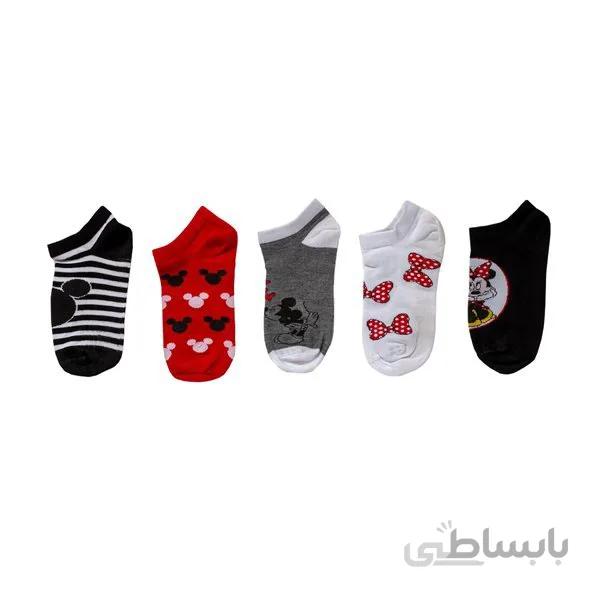 جوراب لنگه به لنگه مچی زنانه 5 تایی طرح میکی موس کد PH357