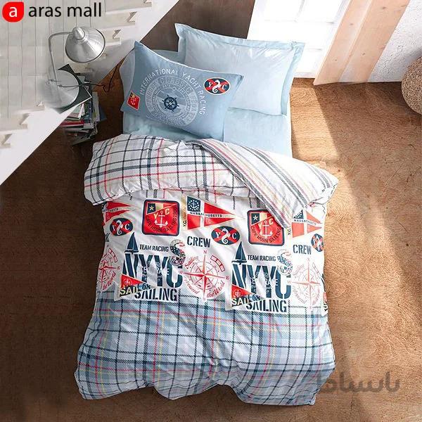 ست کاور رانفورس بچه گانه کاتن باکس مدل Grils and Boys طرح Cruise رنگ Mavi یک نفره 3 تکه