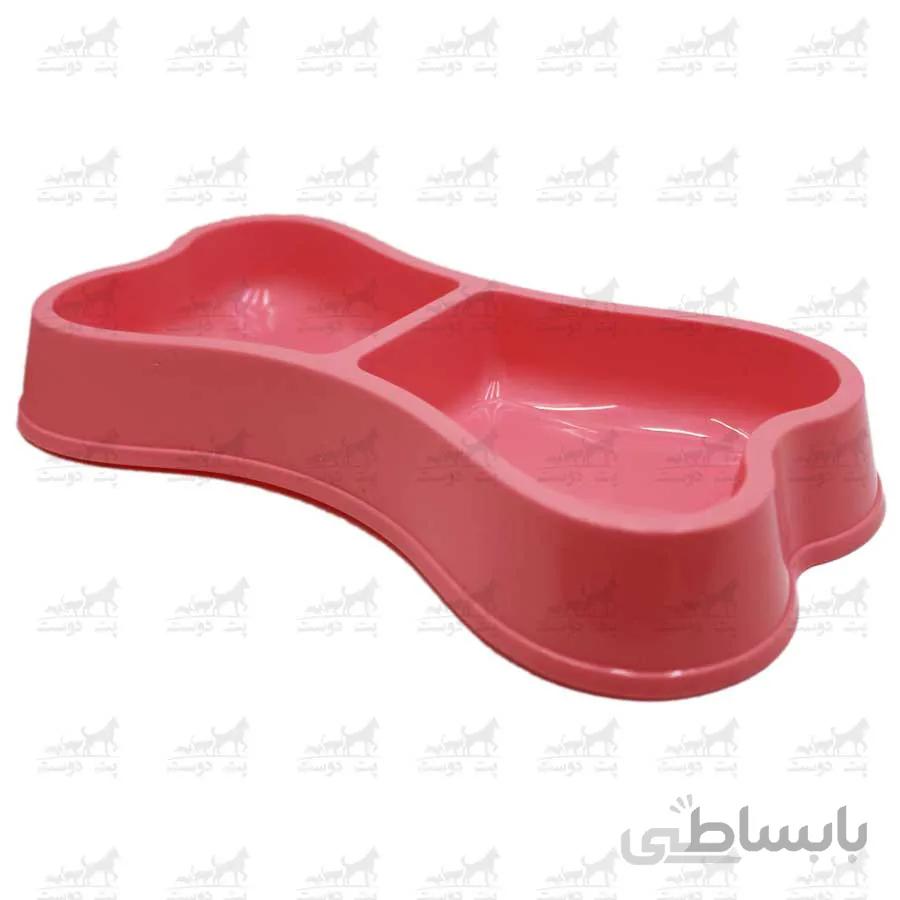 ظرف دوقلو آب و غذا پلاستیکی طرح استخوان کد 1319