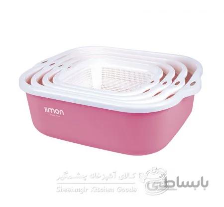 سرویس 8 پارچه آبکش و لگن نسیم لیمون کد 02635