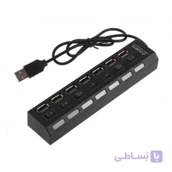 هاب 7 پورت USB 2.0 کلید دار برند PK