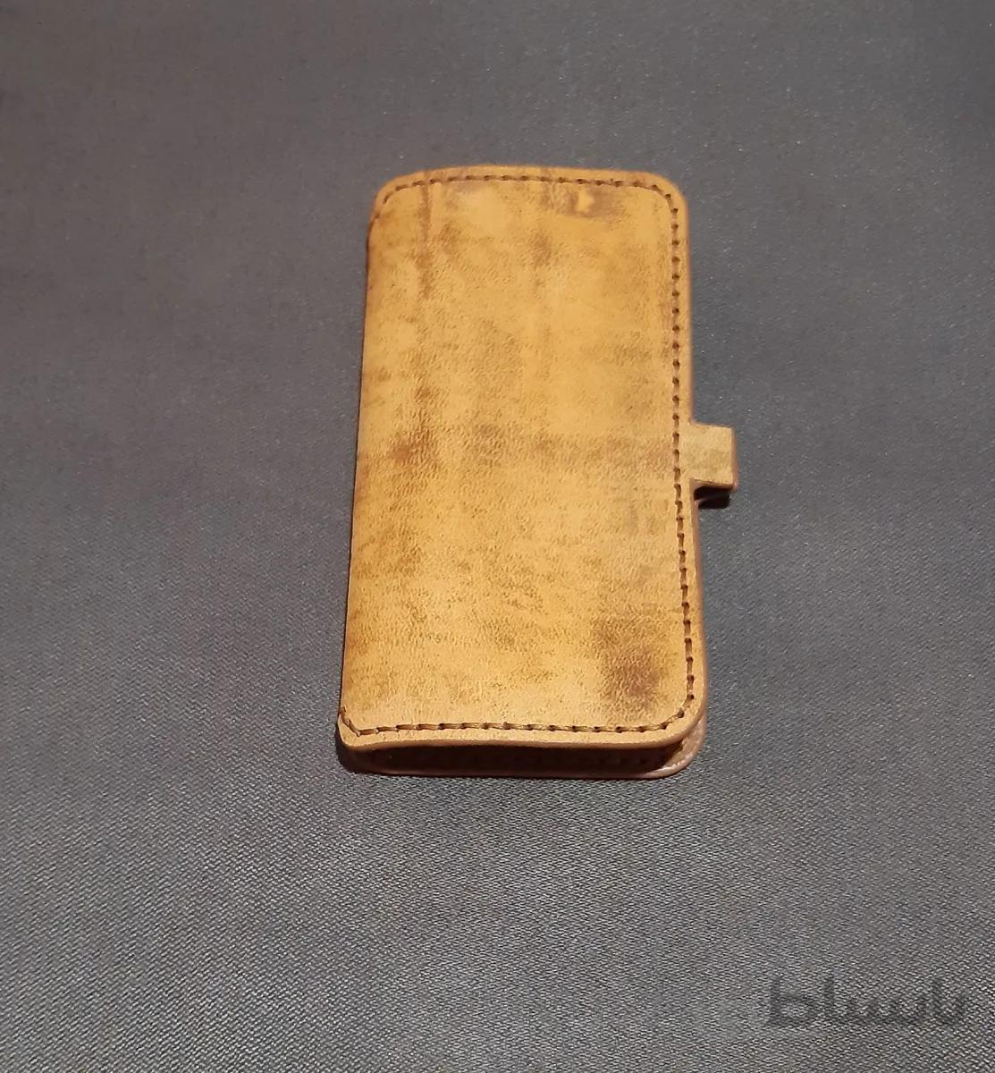 کیف چرم گوشی موبایل چرم شتری