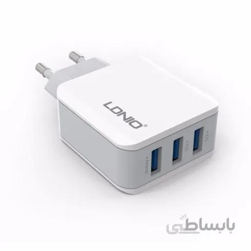 شارژر دیواری الدینیو مدل A2203 دارای 2 پورت فست شارژ ا LDNIO A2203 Dual USB Port 2.4A Wall Charger