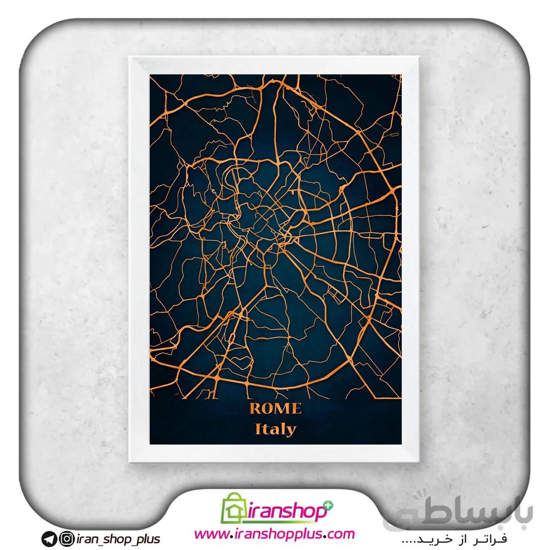 تابلو نقشه شهر رم با تم Blue Orange