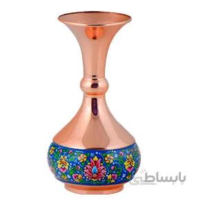 گلدان مسی طرح پرداز اثر آقاجانی ارتفاع 15 سانتی متر کد C-479