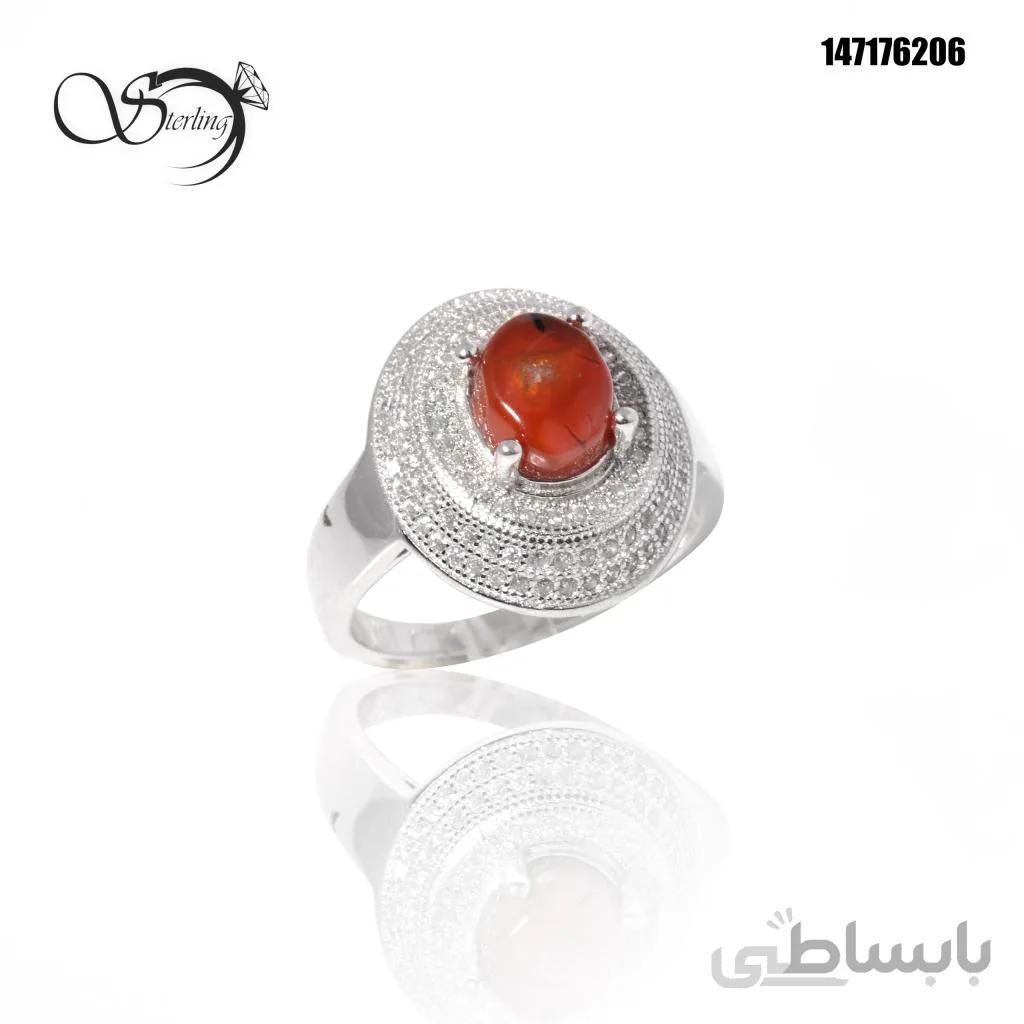 انگشتر نقره زنانه سنگ عقیق یمنی کد:1488