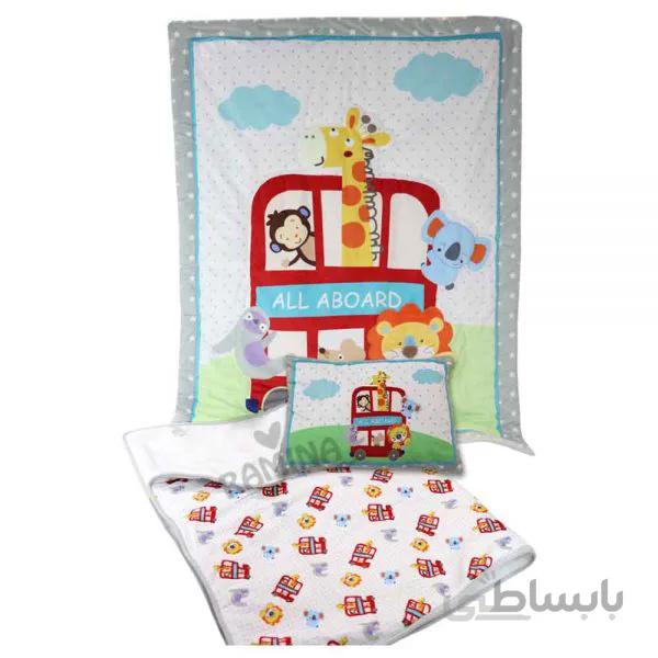 سرویس خواب سه تکه طرح اتوبوس حیوانات کد 2001 بیبی فورلایف Baby4life