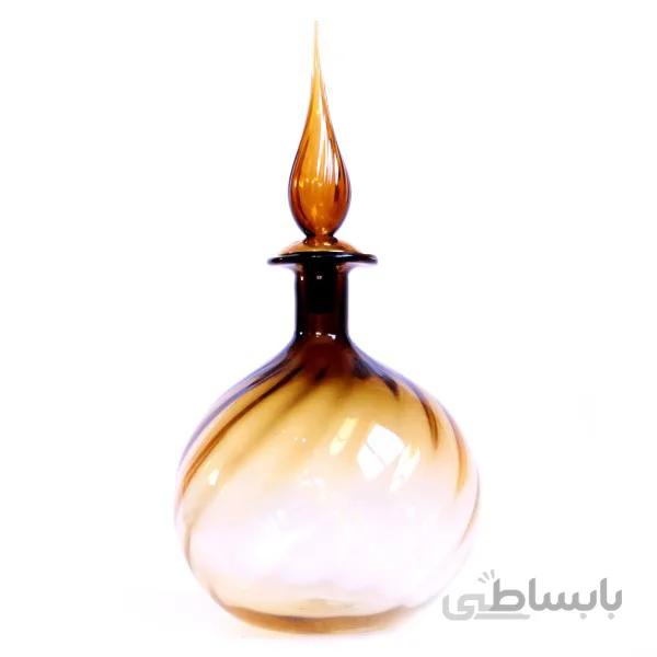 بطری شیشه ای موجدار در نیزه ای کوتاه عسلی