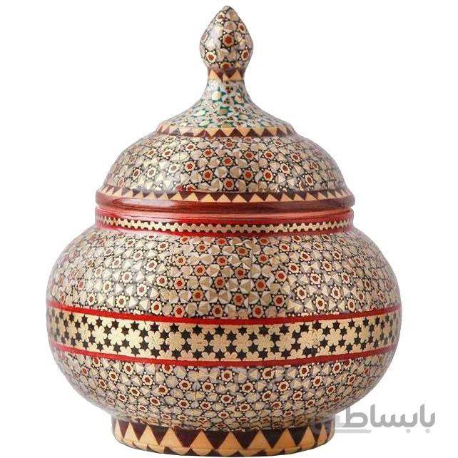 قندان مسی خاتم کاری ارتفاع 15 سانتی متر کد C-356