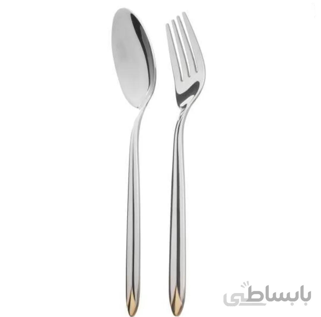 قاشق وچنگال ۱۲پارچه ناب استیل مدل پالرمو طلایی