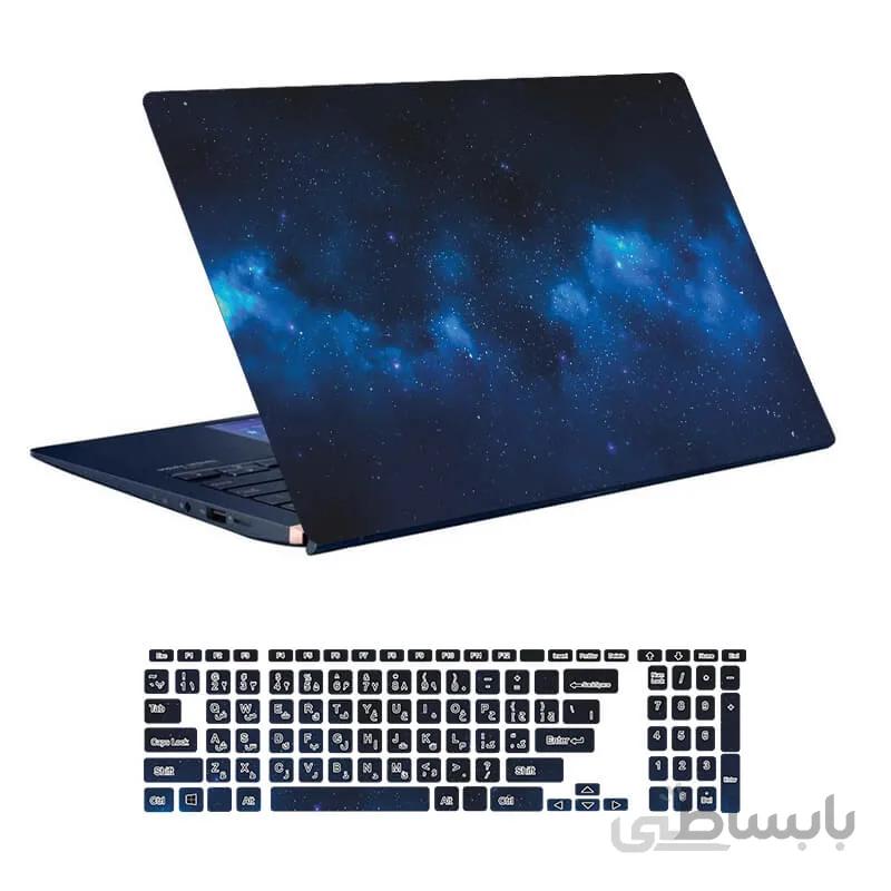 اسکین لپ تاپ طرح Space کد ۳۵ به همراه استیکر کیبورد