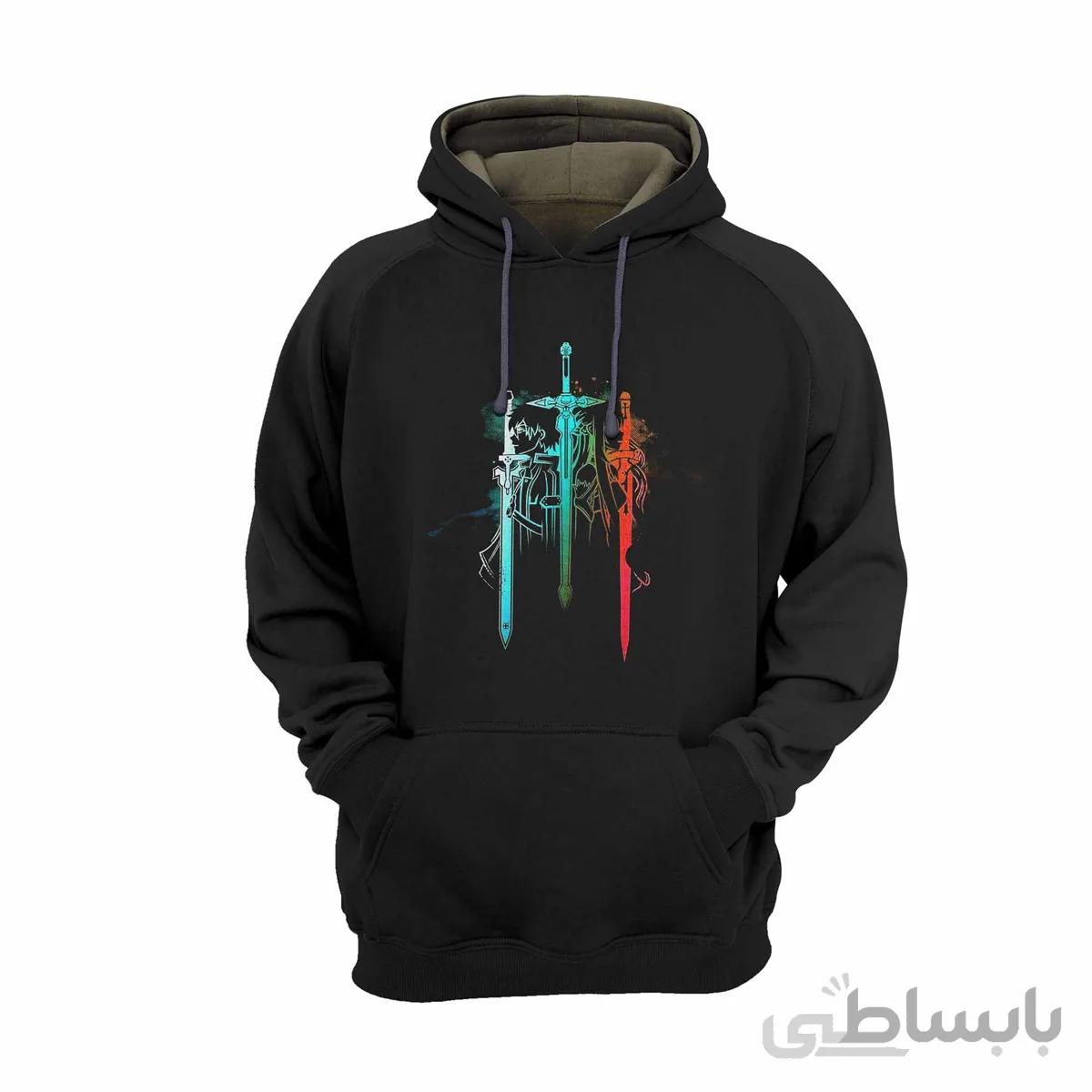 هودی مشکی طرح انیمه شمشیر زنی انلاین Sword Art Online
