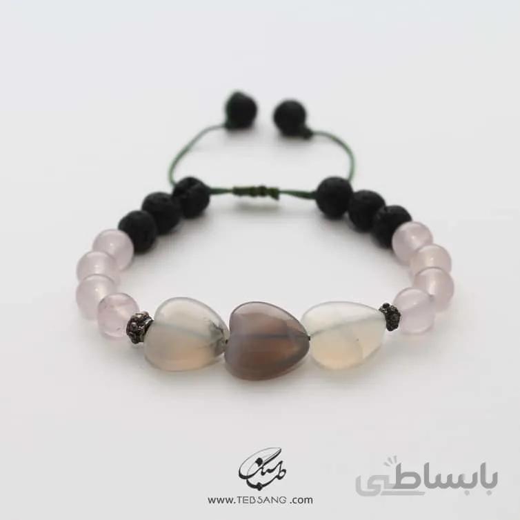 دستبند زنانه رز کوارتز و عقیق