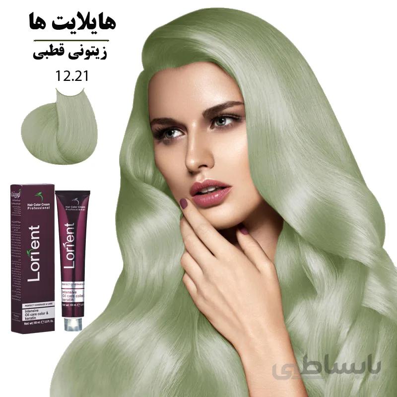 رنگ مو لورینت 100میل کراتینه زیتونی قطبی 12.21