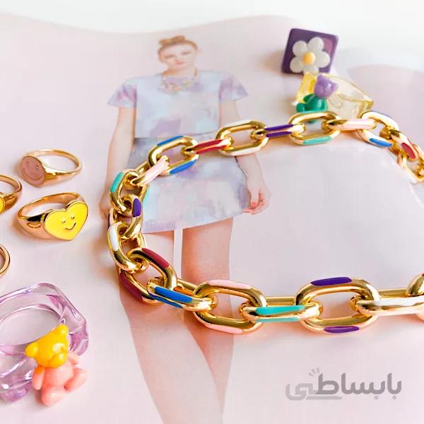 گردنبند زنجیری رنگی ا Colored chain necklace